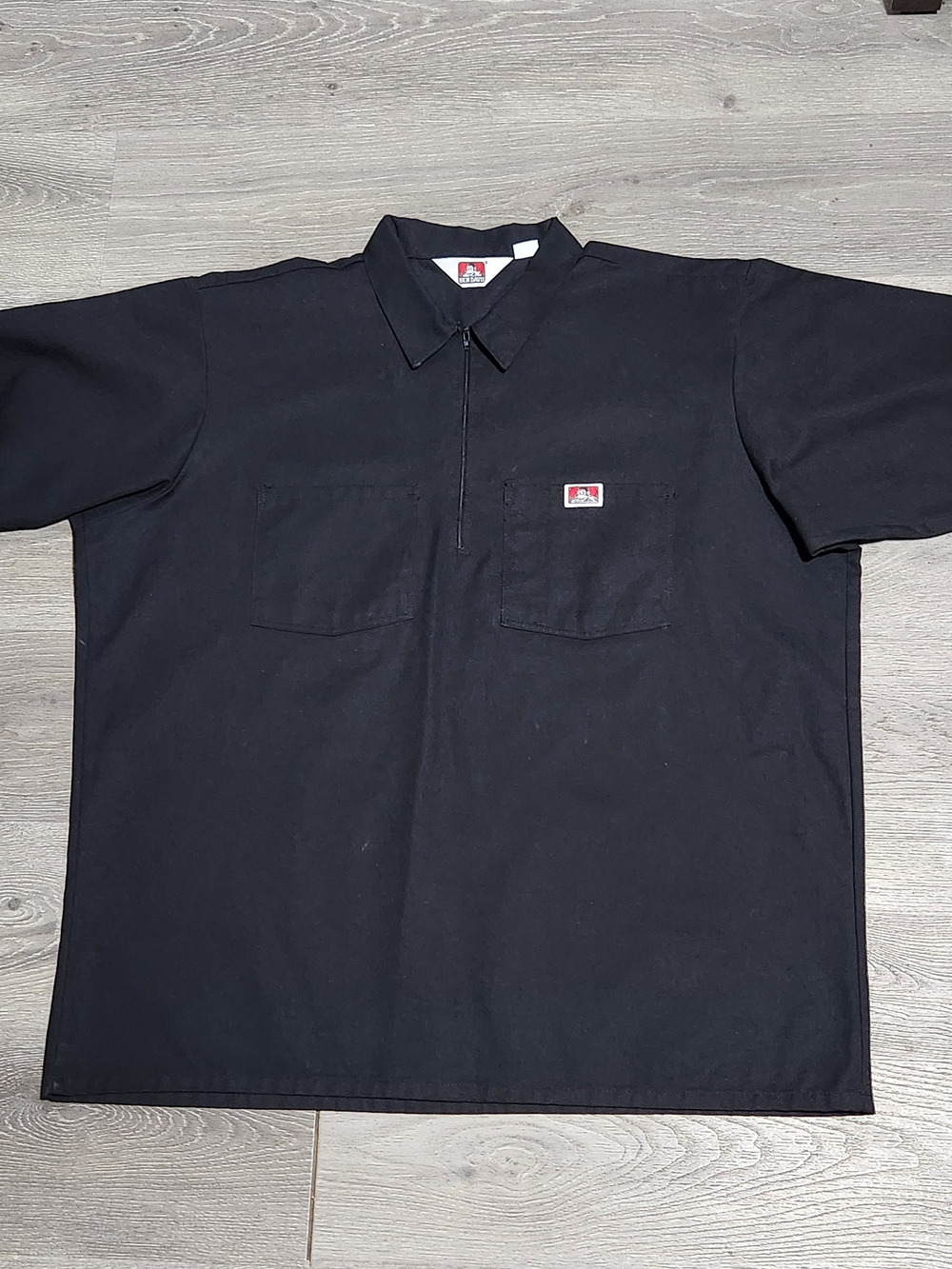 Ben Davis Black Short-Sleeve Zip Work Shirt